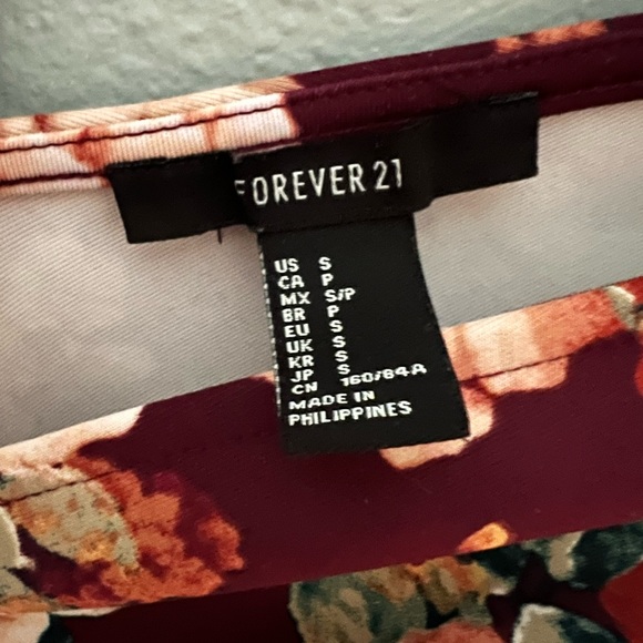 Burgundy Floral V-Neck Mini Dress, Size S - Picture 3 of 3